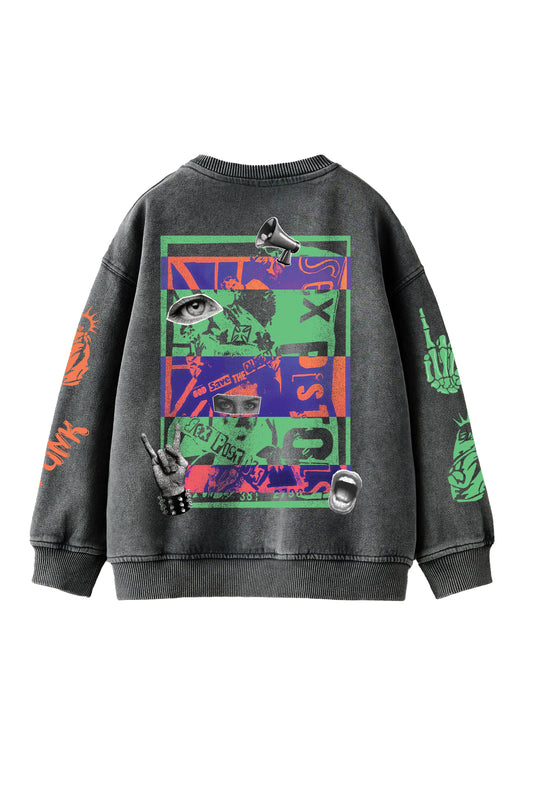 Punks Designed Oversized Sweatshirt