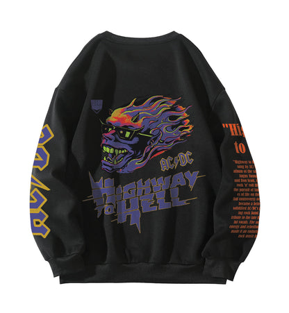 Highway To Hell Designed Oversized Sweatshirt