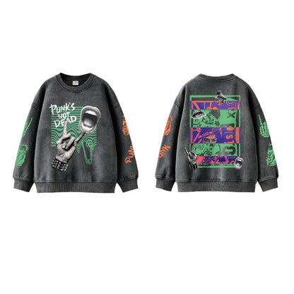 Punks Designed Oversized Sweatshirt