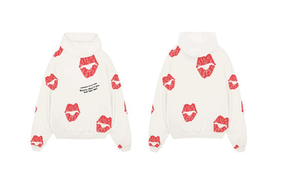 Kisses Don't Lie But Lips Do Designed Oversized Hoodie - The Khuffia Store